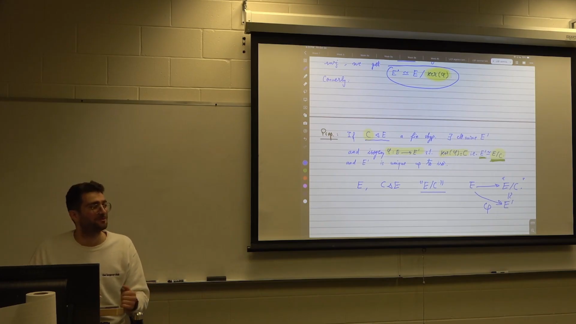 Mathematics seminar lecture screenshot